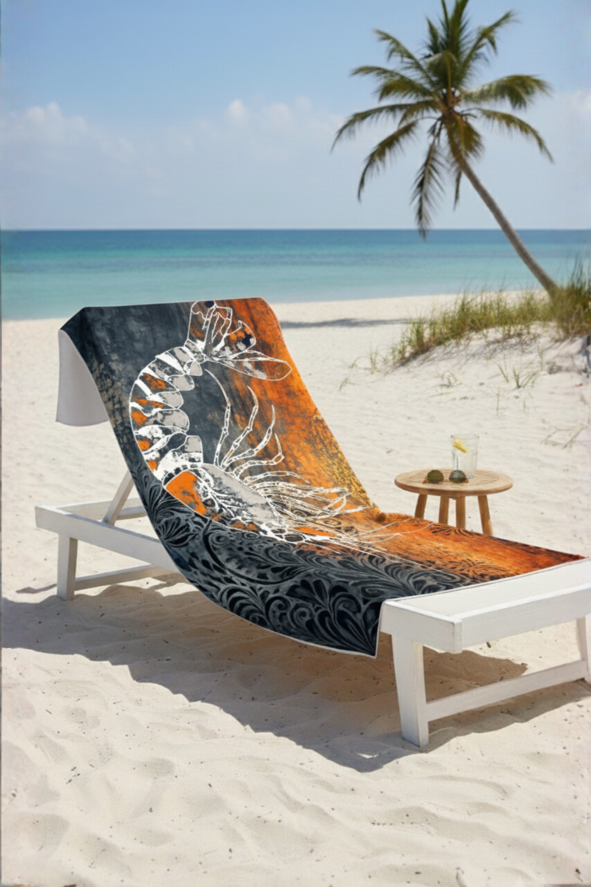 Travel Beach towel XL SHRIMP - 100 X 190 cm