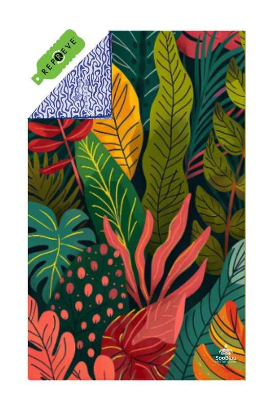 Travel Beach Towel LEAF - 100 x 160 cm
