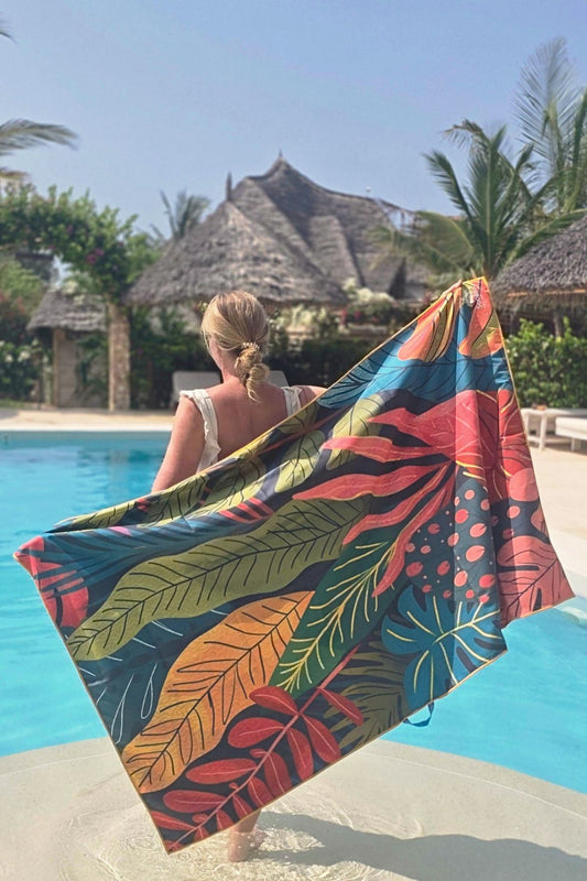 Travel Beach Towel LEAF - 100 x 160 cm