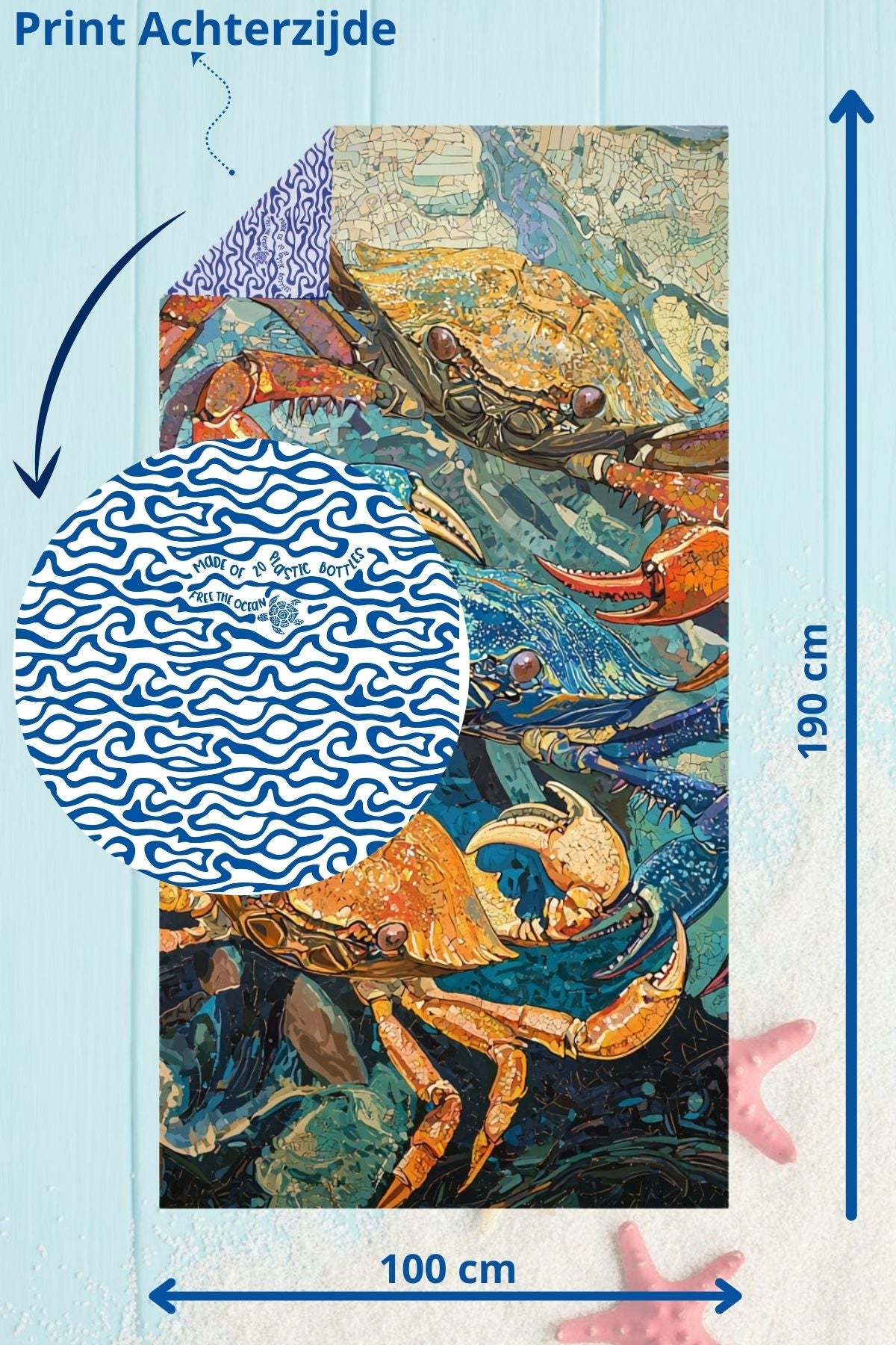 Travel Towel XL CRAB - 100 x 190