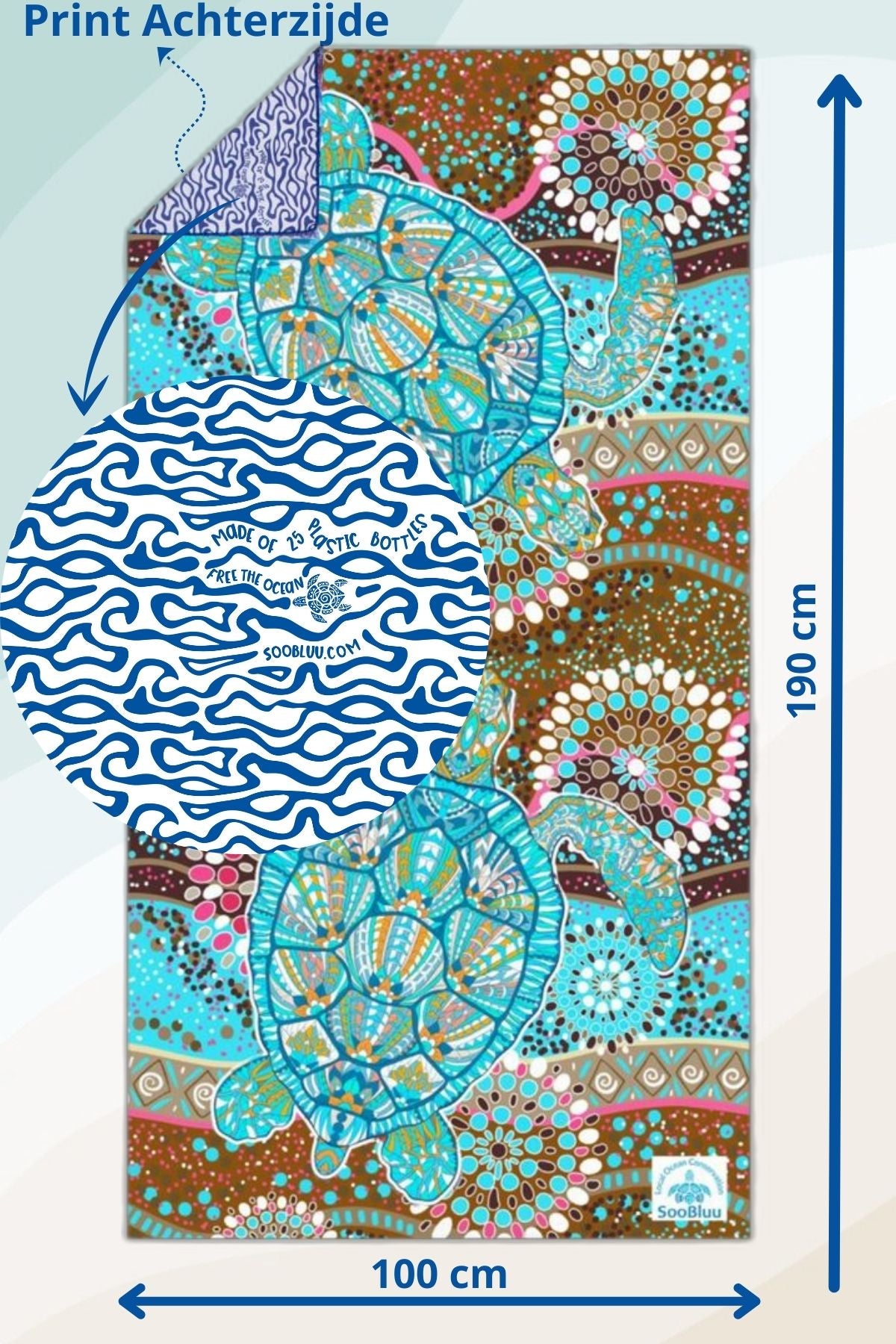 Travel Towel XL TURTLE - 100x190